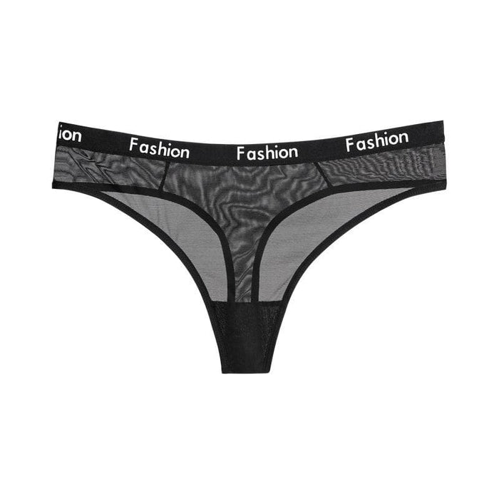 Letters Printed Mesh Short Thong