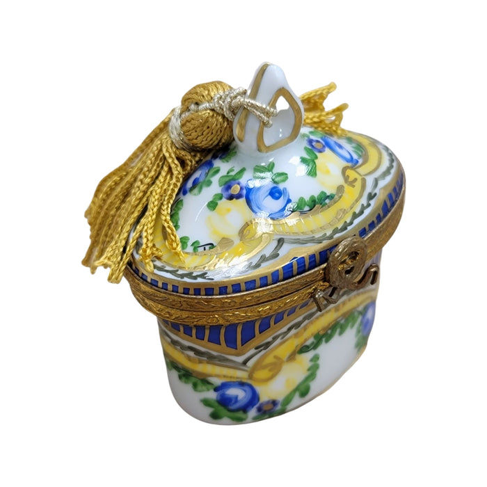 Yellow Blue Porcelain Treasure Porcelain Limoges LIMOGES BOXES traditional French Trinket Box