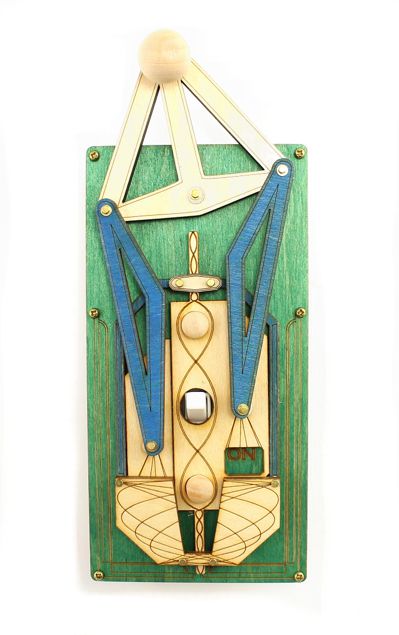 Steampunk light rig switch plate in teal — working gear switch cover, made in USA