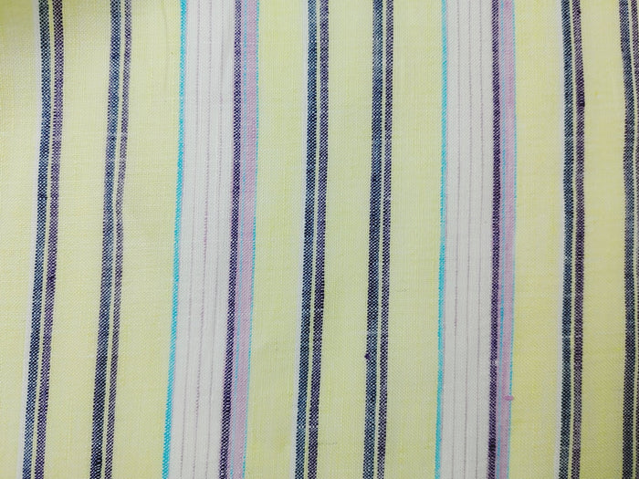 Light Weight Linen Ramie Fabric with Stripe Pattern 2106 - The Linen Lab - Yellow