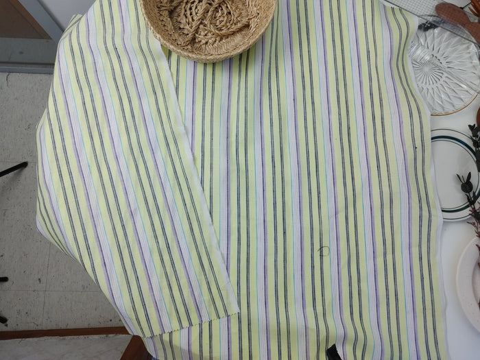 Light Weight Linen Ramie Fabric with Stripe Pattern 2106 - The Linen Lab - Yellow