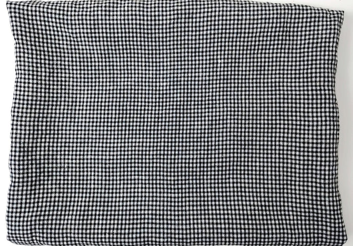 Light Weight Linen Tencel Fabric with Subtle Seersucker Gingham Check in Classic White & Black 6345 - The Linen Lab - Black & White