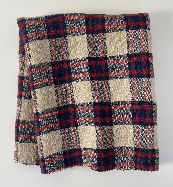 Linen 100% Fabric Heavy Weight Plaid 7242 - The Linen Lab - Beige