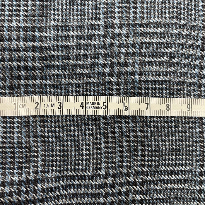 Linen 40lea 14s Twill Houndstooth Plaid Fabric (6756) - The Linen Lab - Navy