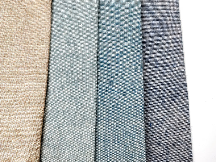 Linen-Cotton Blend Chambray Fabric – Mat Weave with Contrast Weft 8056 8057 8058 8059