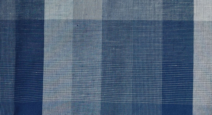 Linen Cotton Blend Fabric Blue Check Harmony 6094 - The Linen Lab - Navy
