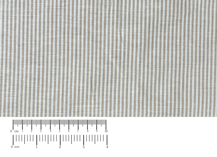 Linen Cotton Blend Fabric – Classic Beige Hickory Stripe 8401