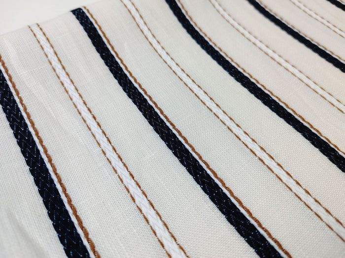 Linen Cotton Dobby Stripe Fabric Medium Weight 2804 2805 - The Linen Lab - Yellow