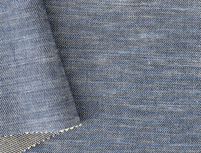 Linen Cotton Fabric – Navy Denim Style Chambray Twill, Medium to Heavy Weight 1567