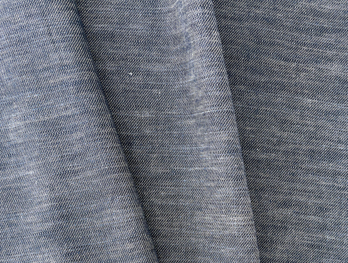 Linen Cotton Fabric – Navy Denim Style Chambray Twill, Medium to Heavy Weight 1567