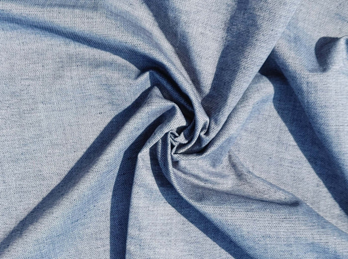 Linen Cotton Polyester Fabric: Navy Chambray Dobby Weave, Light Weight 6299 - The Linen Lab - Navy