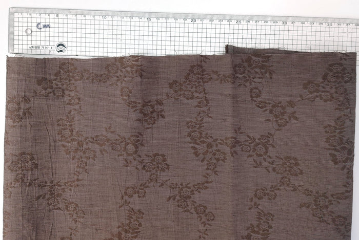 Linen Cotton Polyester Flower Jacquard Fabric with Crease Effect 6892 6893 6894 - The Linen Lab - Brown