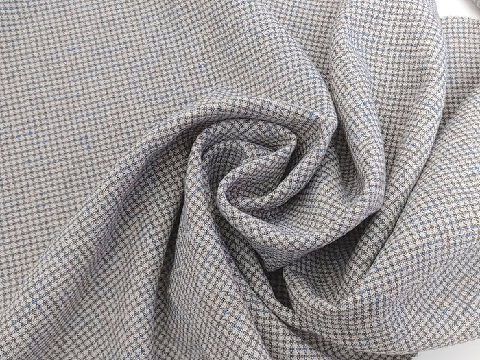 Linen Cotton Small Check Fabric Heavy Weight 7236 - The Linen Lab - Blue