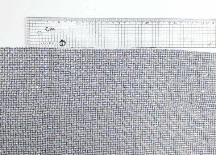 Linen Cotton Small Check Fabric Heavy Weight 7236 - The Linen Lab - Blue