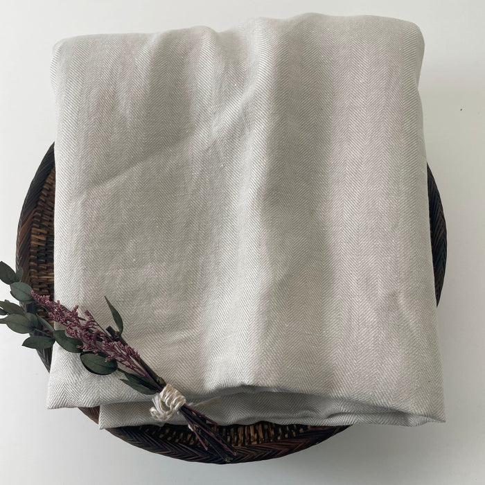 Linen Fabric HBT Herringbone Twill 6862 - The Linen Lab - Beige