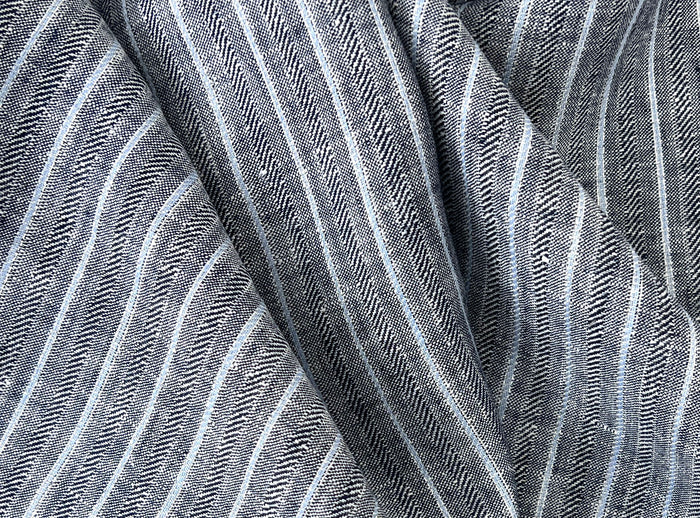 Linen Fabric with Silver Lurex – Striped Dobby Weave, Pre-Washed 2520