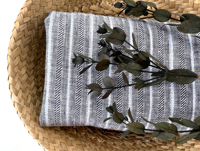 Linen Fabric with Silver Lurex – Striped Dobby Weave, Pre-Washed 2520