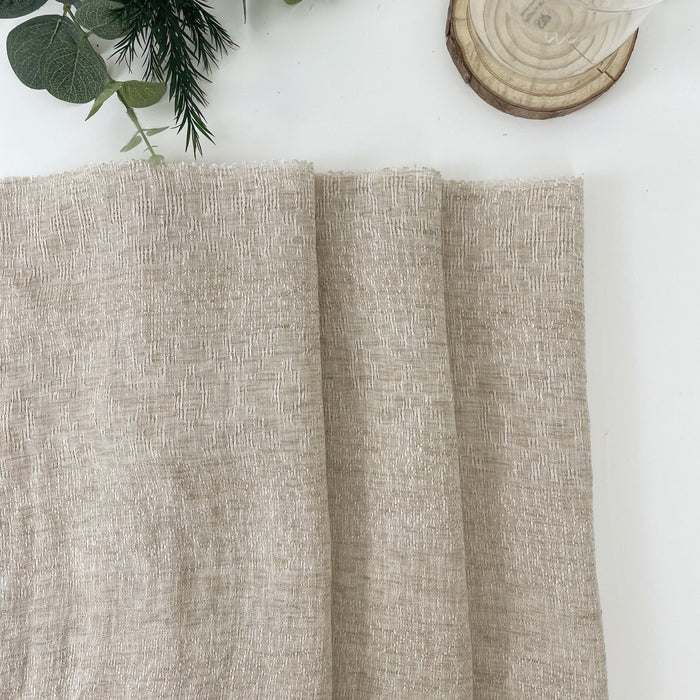Linen Jacquard Multi Pattern Fabric - The Linen Lab - Beige