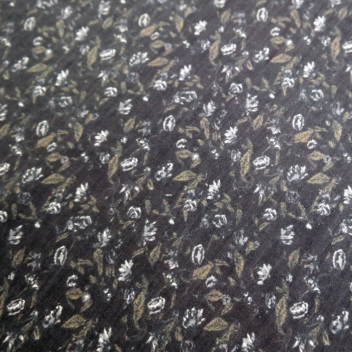 Linen Navy Flower Print (7374) - The Linen Lab - blue
