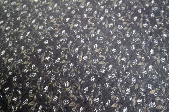 Linen Navy Flower Print (7374) - The Linen Lab - blue