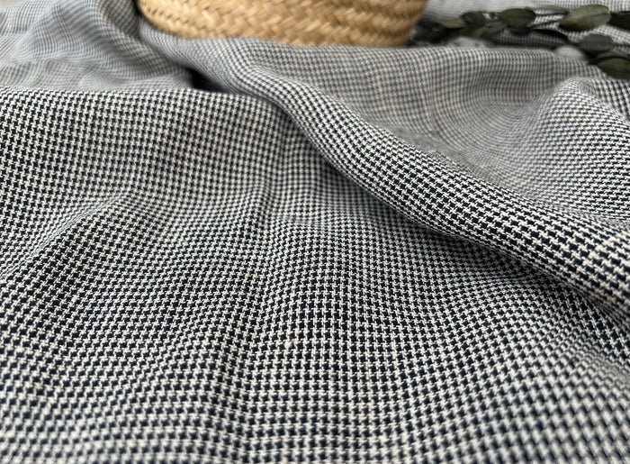 Linen Rayon Micro Houndstooth Fabric – Pre-Washed Starcheck 8385