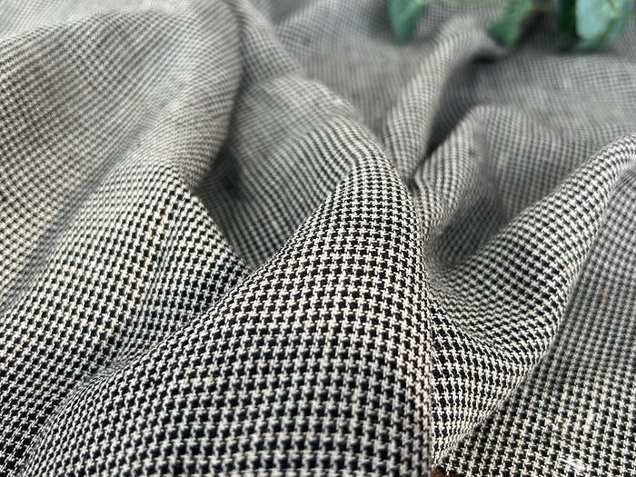 Linen Rayon Micro Houndstooth Fabric – Pre-Washed Starcheck 8385
