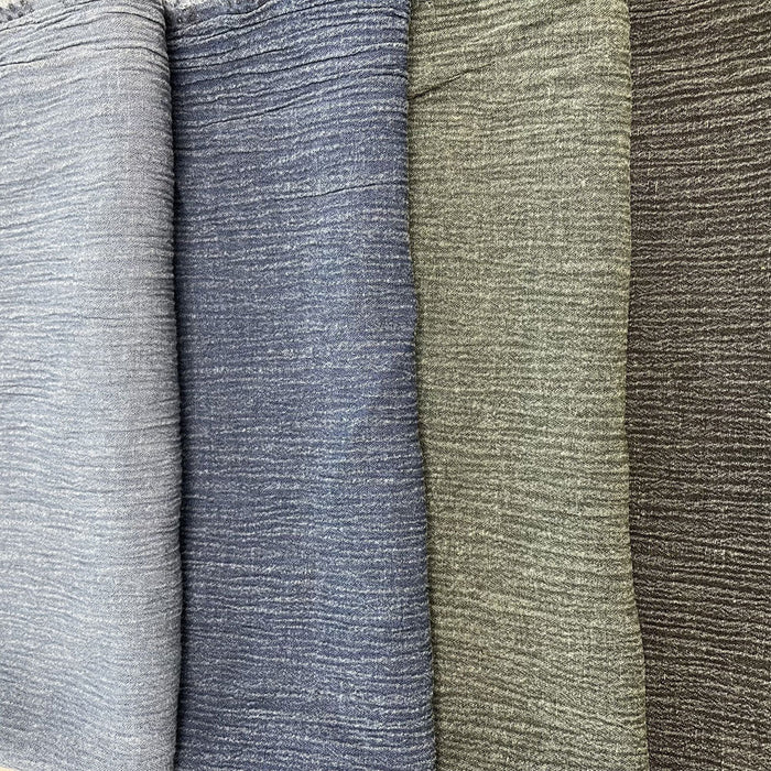 Linen Rayon Pigment Bio-washed Fabric with Wrinkle Effect - The Linen Lab - dark green