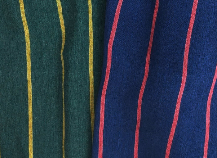 Linen Rayon Satin Stripe Fabric 6567 6568 - The Linen Lab - Navy