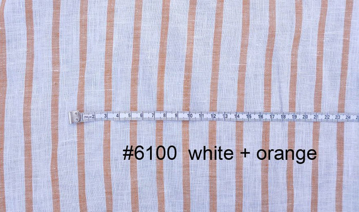 Linen Simple Stripe Fabric (6100 5973 4737 6456 6454 6542) - The Linen Lab - Orange