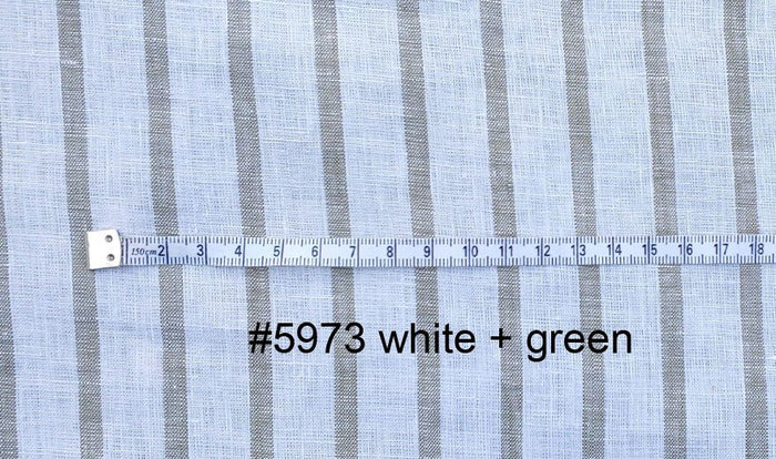Linen Simple Stripe Fabric (6100 5973 4737 6456 6454 6542) - The Linen Lab - Green