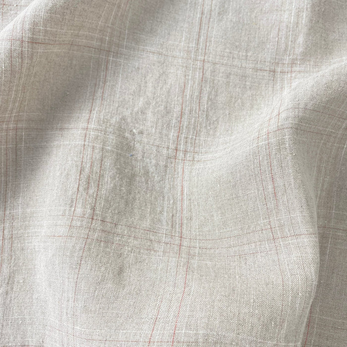 Linen Spaced Dyed Check Fabric 7347 - The Linen Lab - 7347 NATURAL