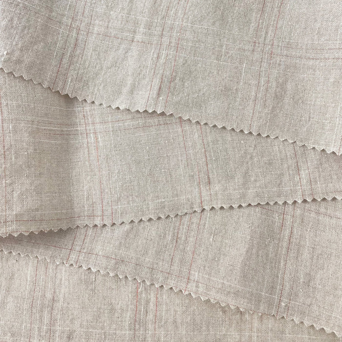 Linen Spaced Dyed Check Fabric 7347 - The Linen Lab - 7347 NATURAL