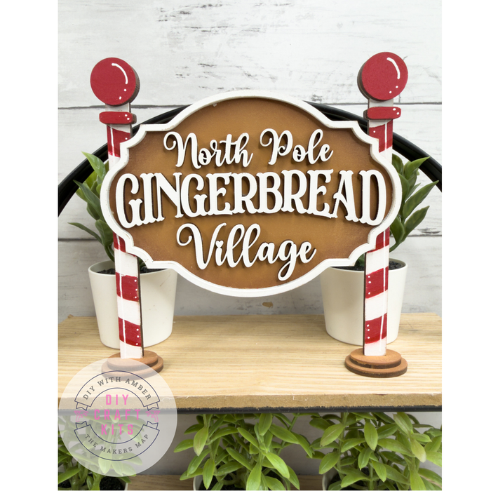 Little Gingerbread Village Sign DIY Kit