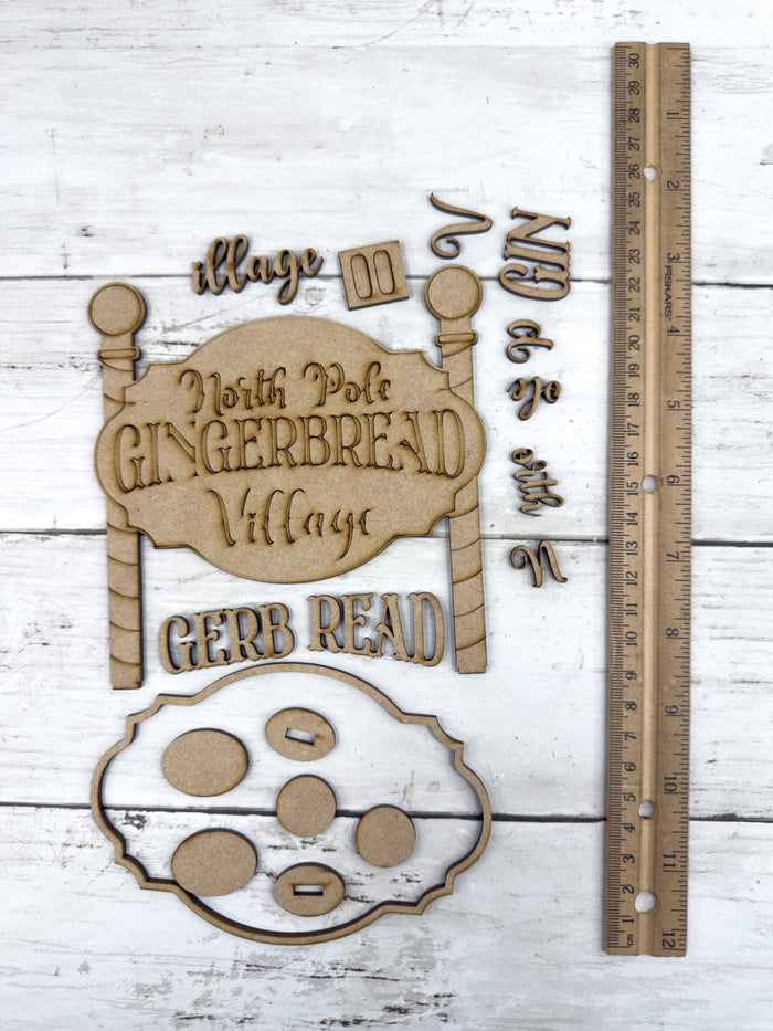 Little Gingerbread Village Sign DIY Kit