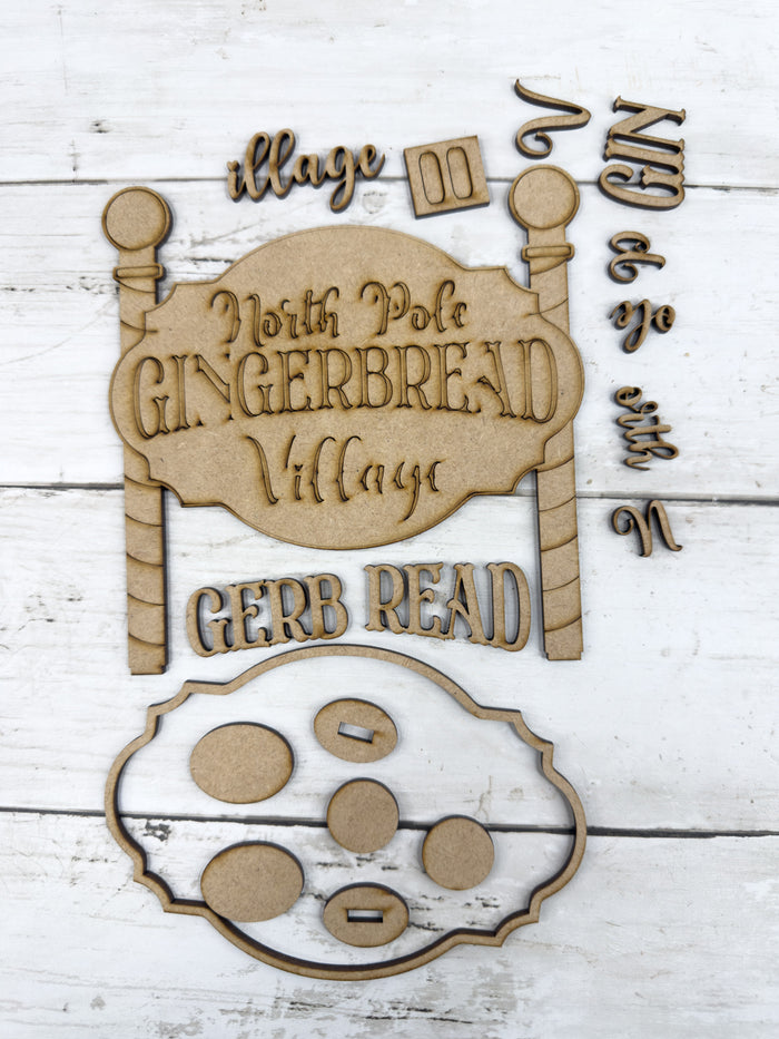 Little Gingerbread Village Sign DIY Kit