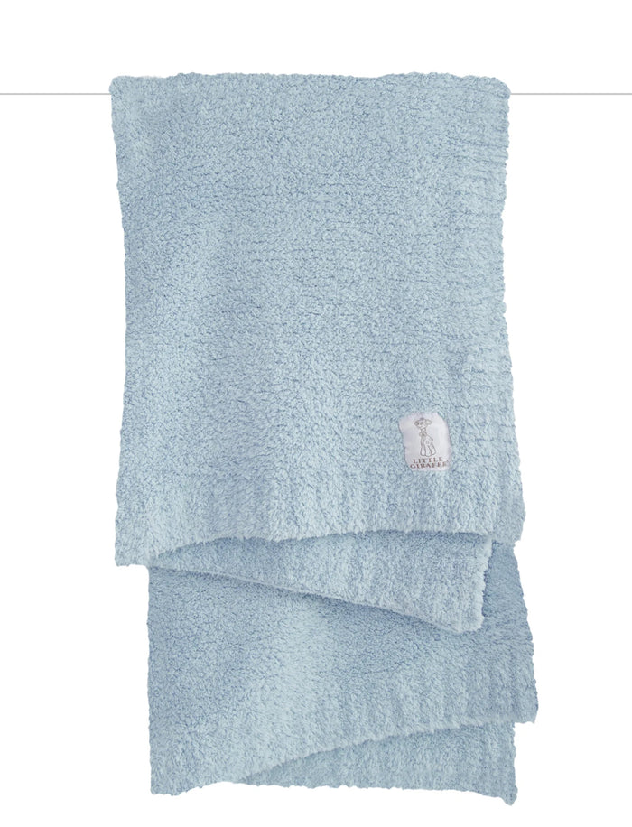 Little Giraffe - Plush Chenille Knit Baby Blanket - Blue