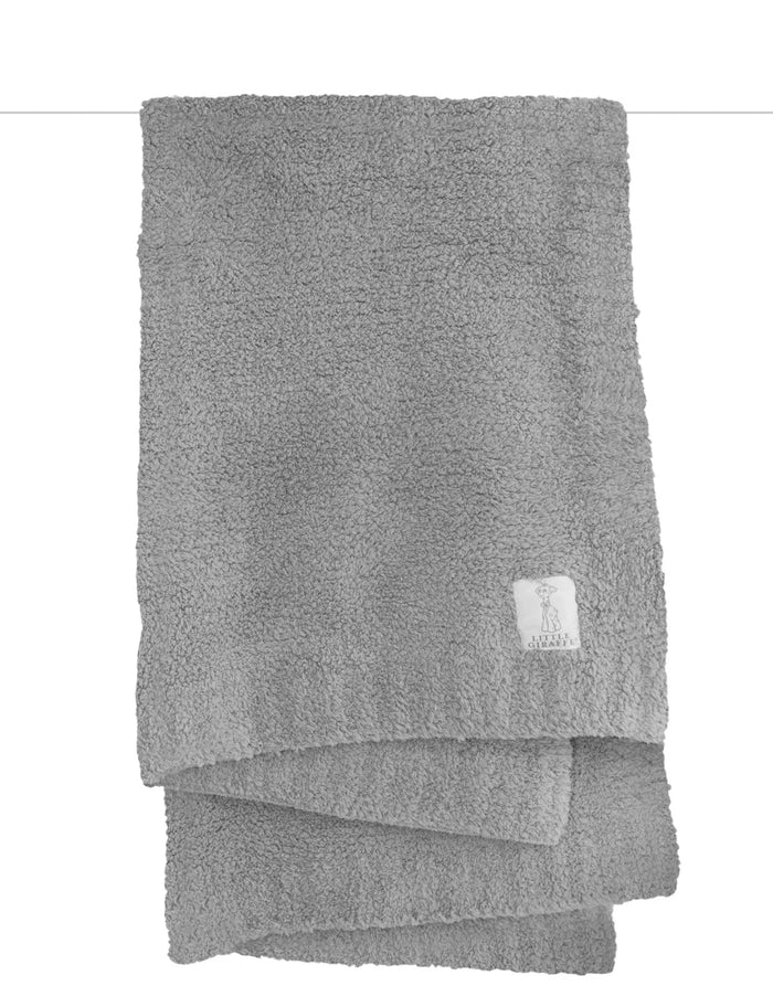 Little Giraffe - Plush Chenille Knit Baby Blanket - Silver