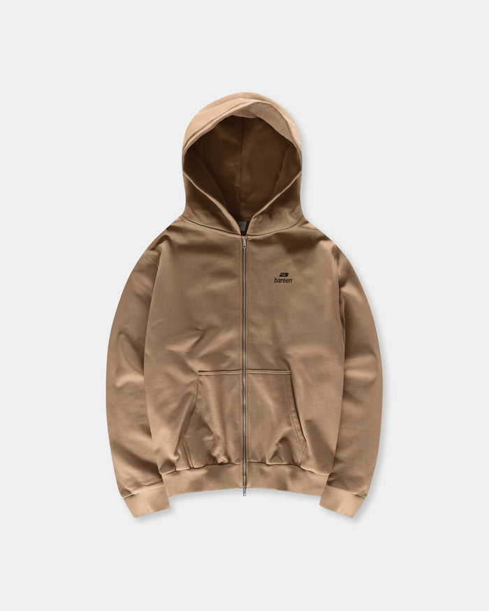 Logo Oversize Zip Hoodie, Women - Mocha