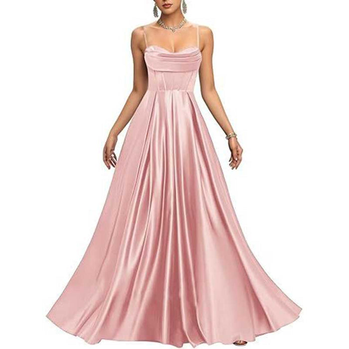 Long A-Line Satin Wedding Ball Dress Custom Made Prom Gown