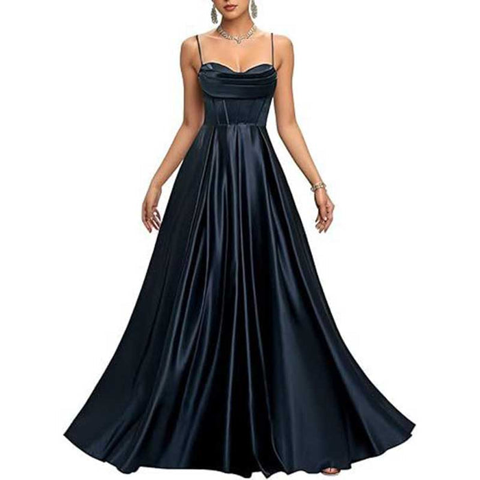 Long A-Line Satin Wedding Ball Dress Custom Made Prom Gown