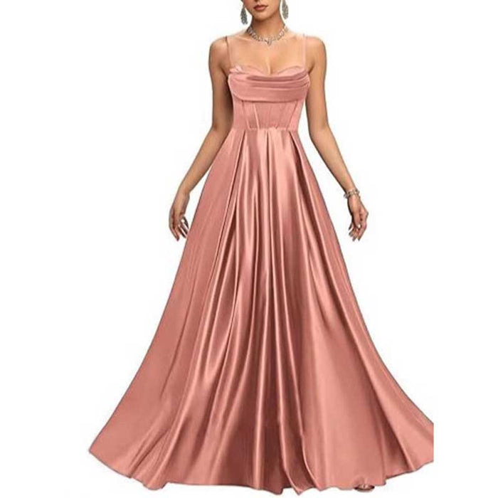 Long A-Line Satin Wedding Ball Dress Custom Made Prom Gown