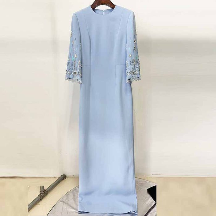 Long Maxi Dress Beads Embroidered Dress Long Prom Gown