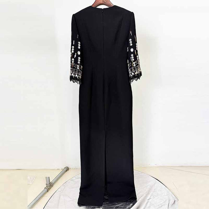 Long Maxi Dress Beads Embroidered Dress Long Prom Gown