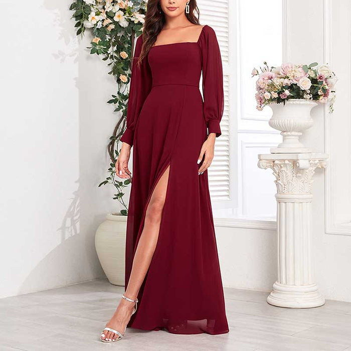 Long Prom Gown Off The Shoulder Evening Dress Chiffon Bridesmaid Dress