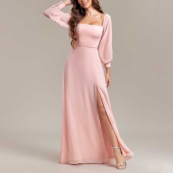 Long Prom Gown Off The Shoulder Evening Dress Chiffon Bridesmaid Dress