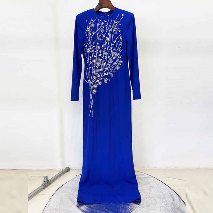 Long Sleeve Crystal Detail A-Line Prom Dress For Paries