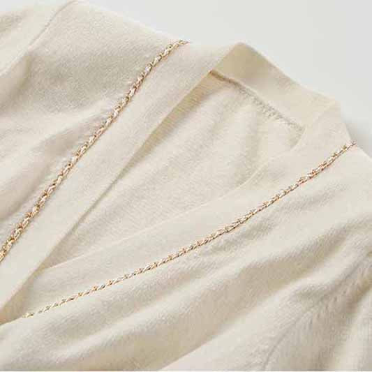 Long Sleeve High Waist Double Breasted Mini Knitted Dress Apricot