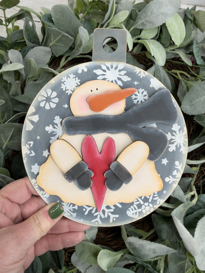 Looking Up Snowman Round Cutting Board DIY Kit