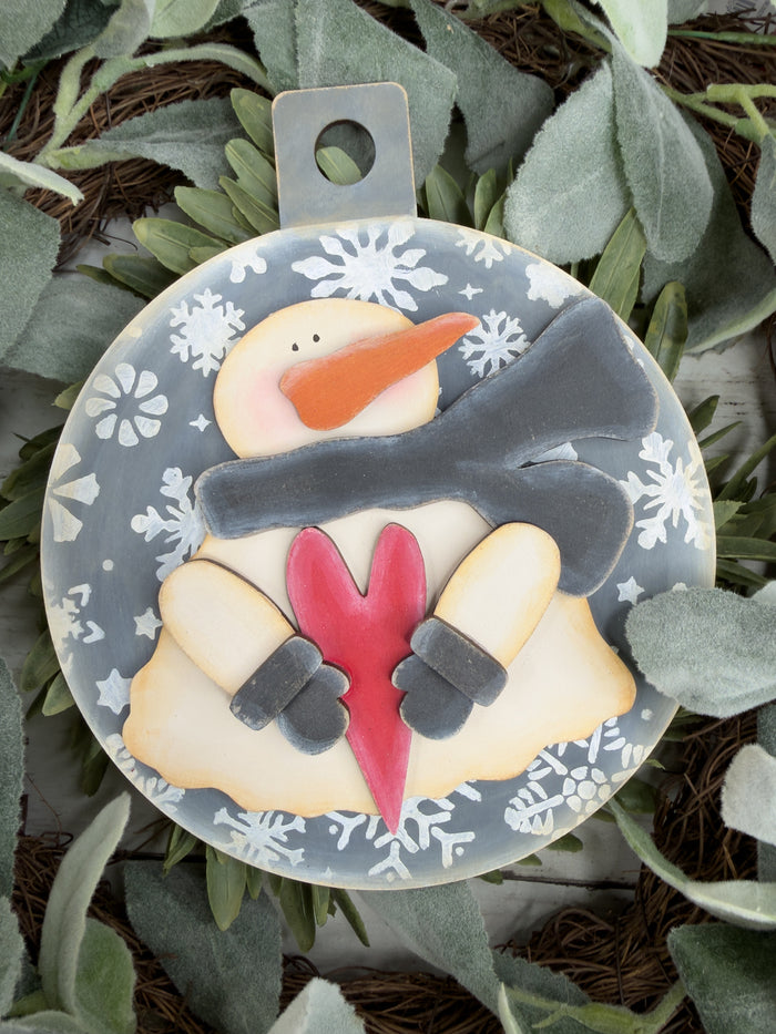 Looking Up Snowman Round Cutting Board DIY Kit