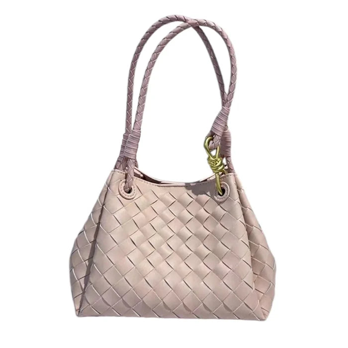 L'Ora D'Oro PT Powder Pink Weave Leather Bag